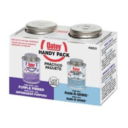 OATEY Rain-R-Shine Handy Pack Blue Primer and Cement For PVC , 2PK 30251